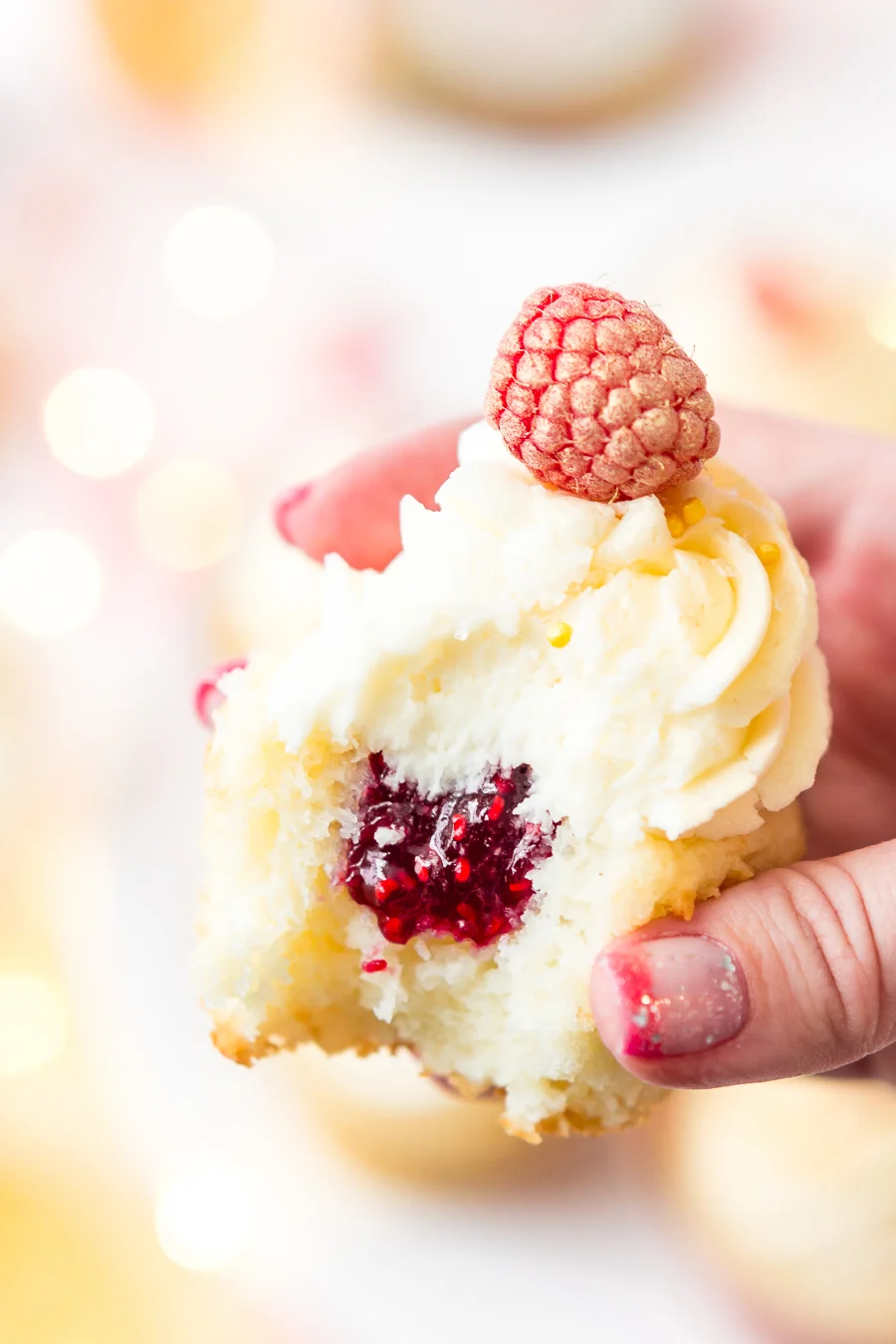 White Chocolate Raspberry Champagne Cupcakes