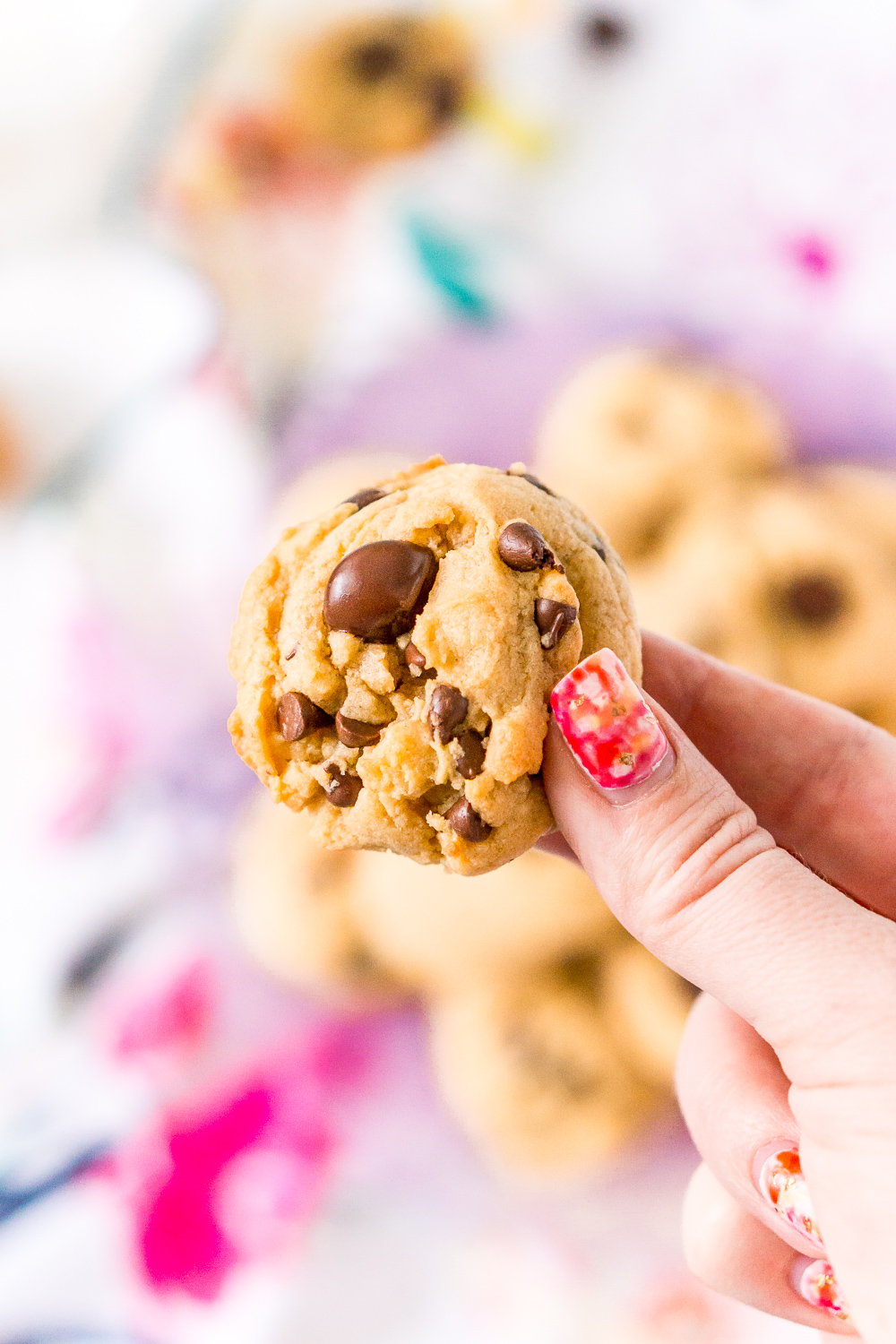 Woman's hand holding a Peanut Butter Chocolate Chip Cookie