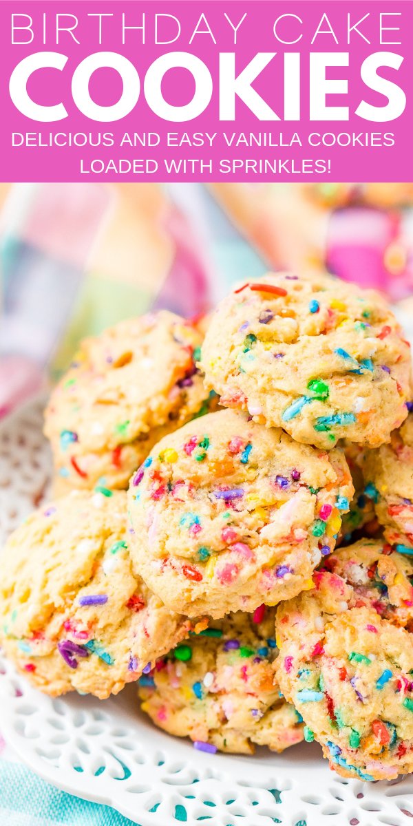 These Birthday Cake Pudding Cookies are sweet, chewy and loaded up with sprinkles. Tempting vanilla makes them the perfect alternative to cake, or you know, have both! I did!