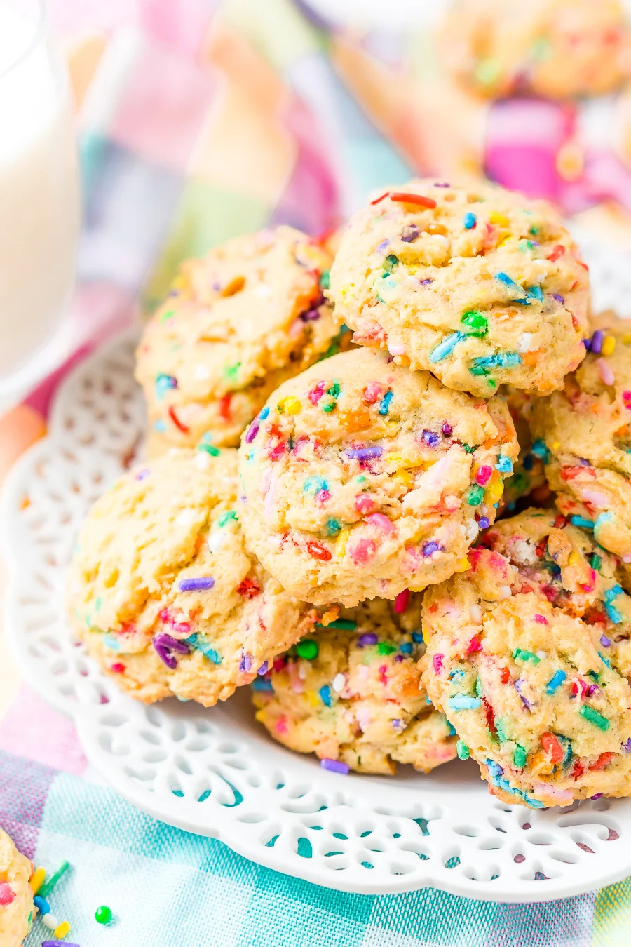 These Birthday Cake Pudding Cookies are sweet, chewy and loaded up with sprinkles. Tempting vanilla makes them the perfect alternative to cake, or you know, have both! I did!