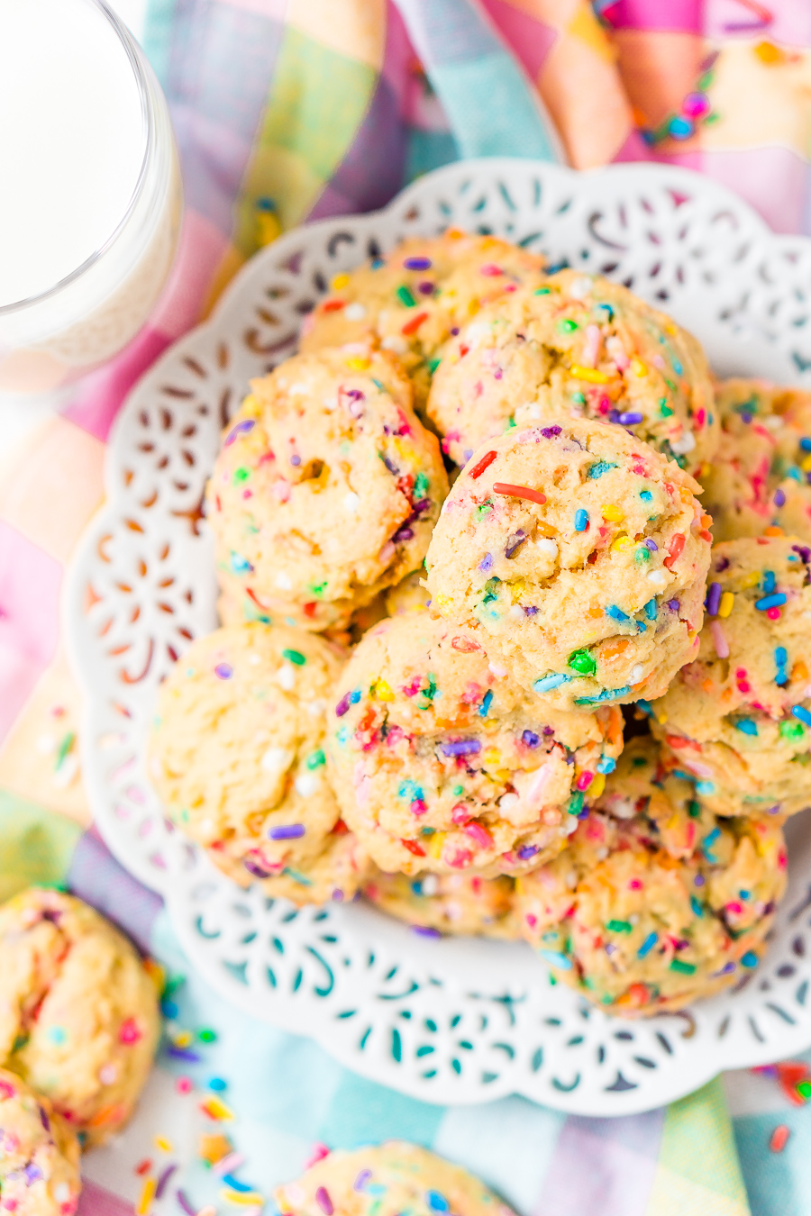 These Birthday Cake Pudding Cookies are sweet, chewy and loaded up with sprinkles. Tempting vanilla makes them the perfect alternative to cake, or you know, have both! I did!