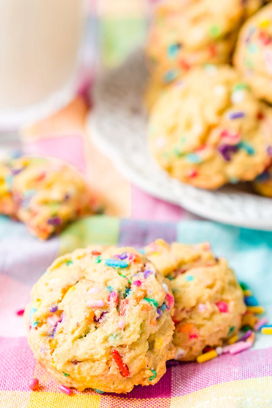 These Birthday Cake Pudding Cookies are sweet, chewy and loaded up with sprinkles. Tempting vanilla makes them the perfect alternative to cake, or you know, have both! I did!