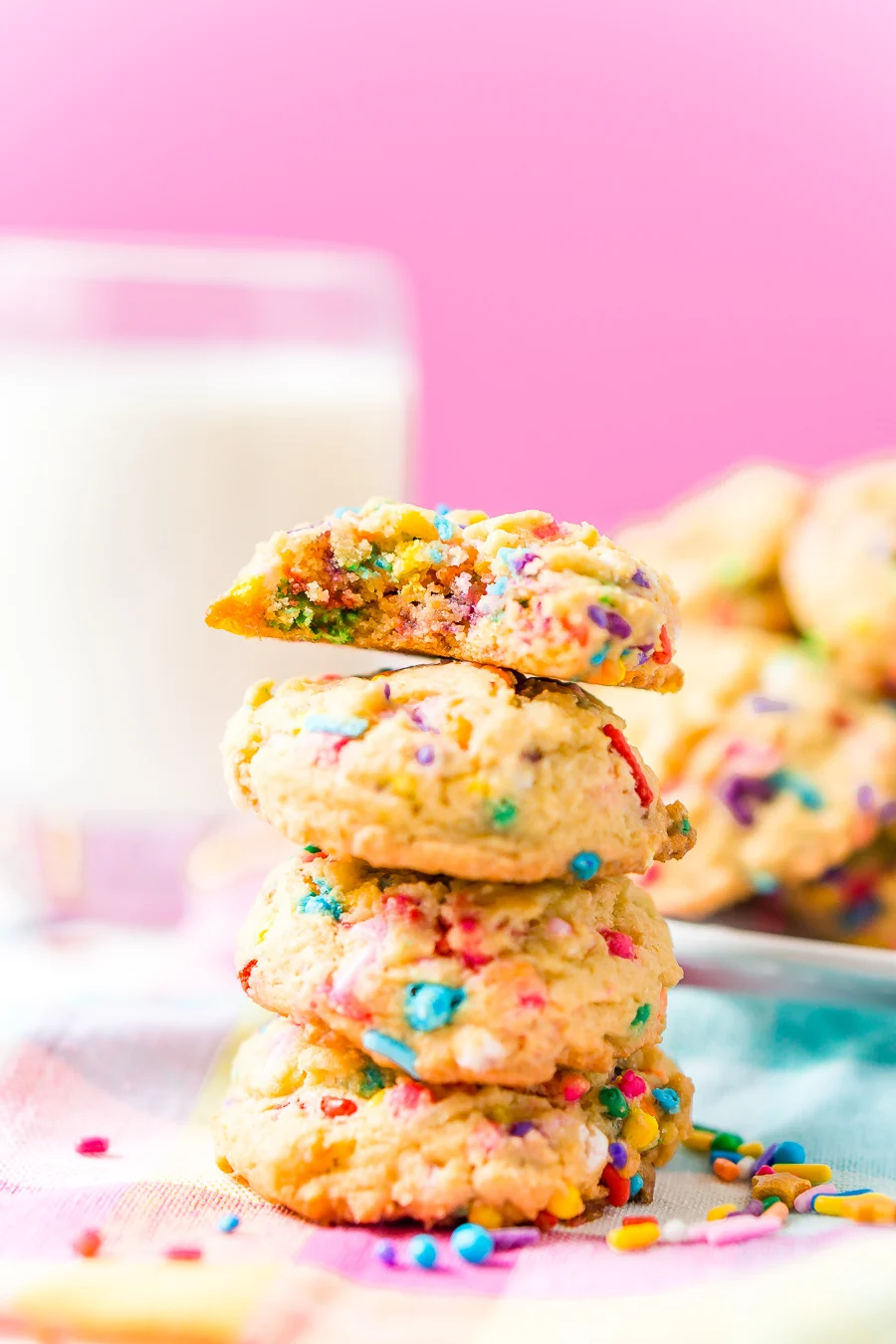 These Birthday Cake Pudding Cookies are sweet, chewy and loaded up with sprinkles. Tempting vanilla makes them the perfect alternative to cake, or you know, have both! I did!