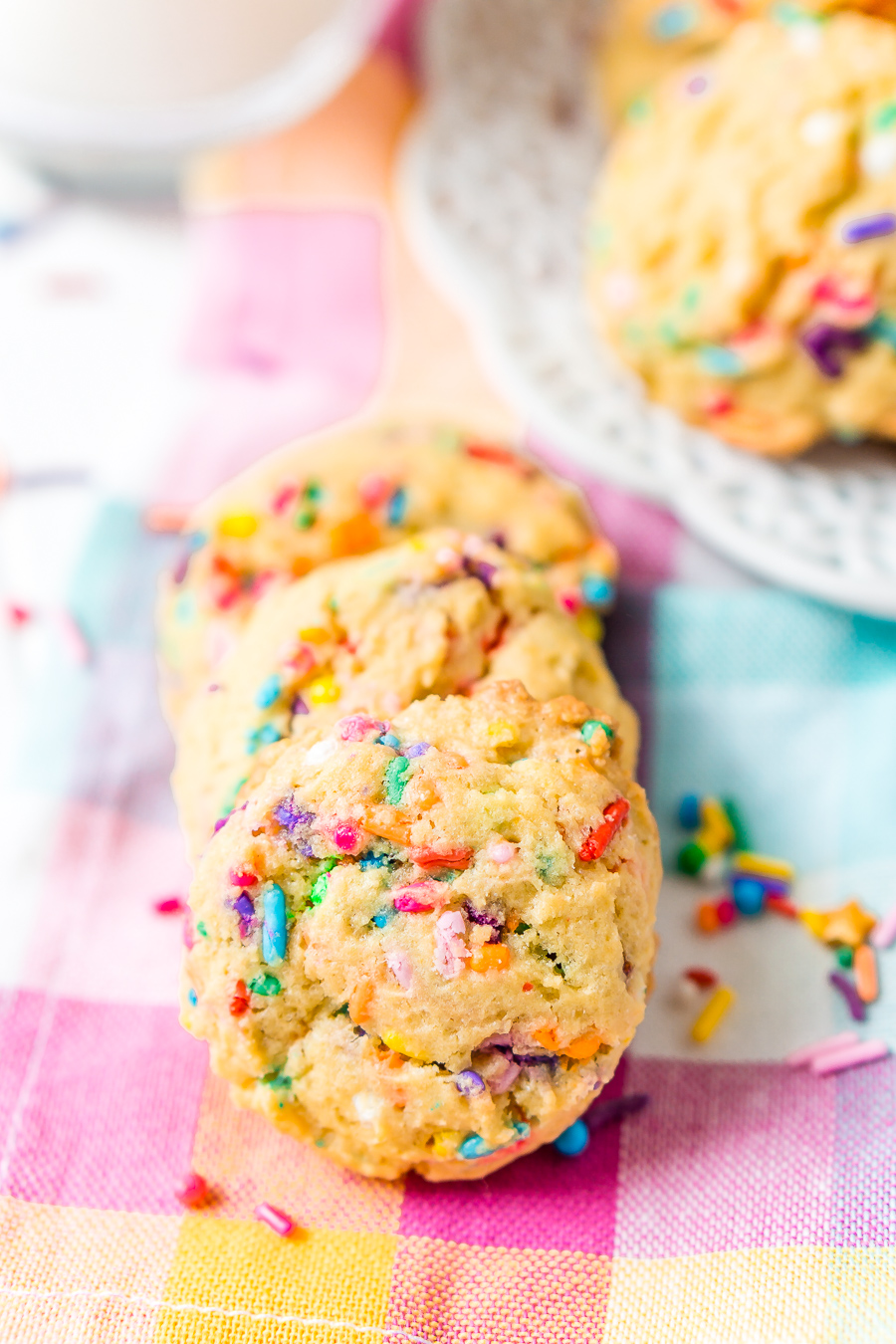 These Birthday Cake Pudding Cookies are sweet, chewy and loaded up with sprinkles. Tempting vanilla makes them the perfect alternative to cake, or you know, have both! I did!