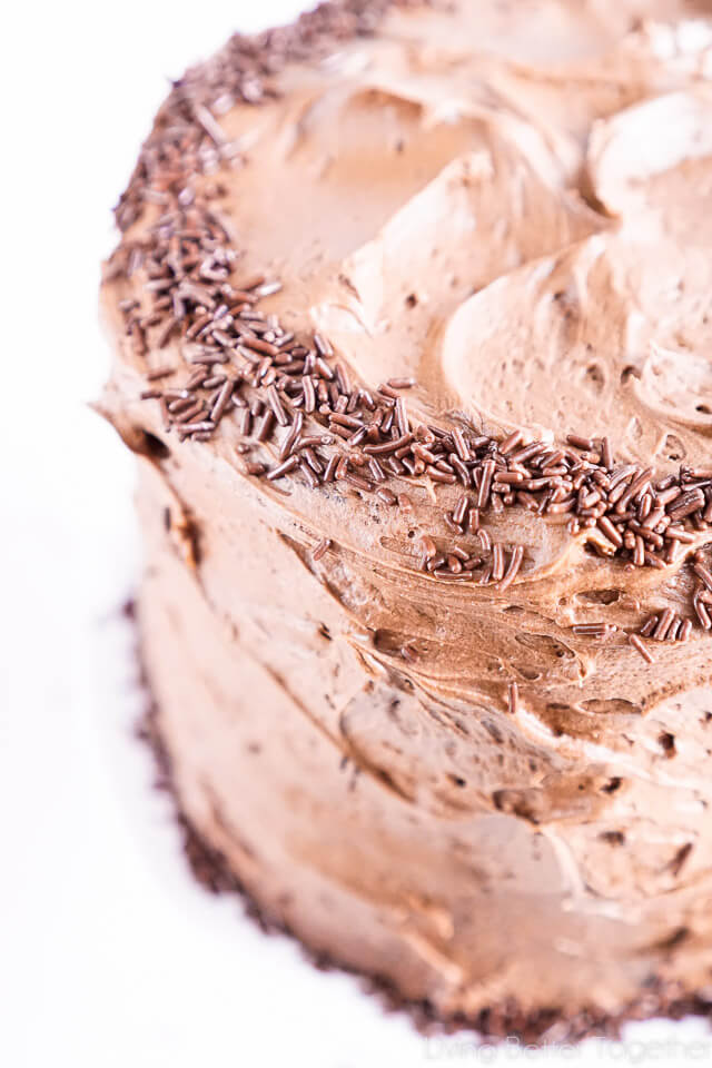 This Black Magic Chocolate Cake is three layers of moist chocolate cake wrapped in The Best Chocolate Buttercream makes this one decadent dessert!