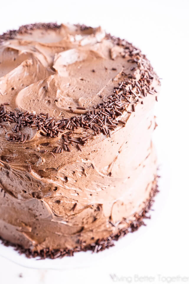 This Black Magic Chocolate Cake is three layers of moist chocolate cake wrapped in The Best Chocolate Buttercream makes this one decadent dessert!