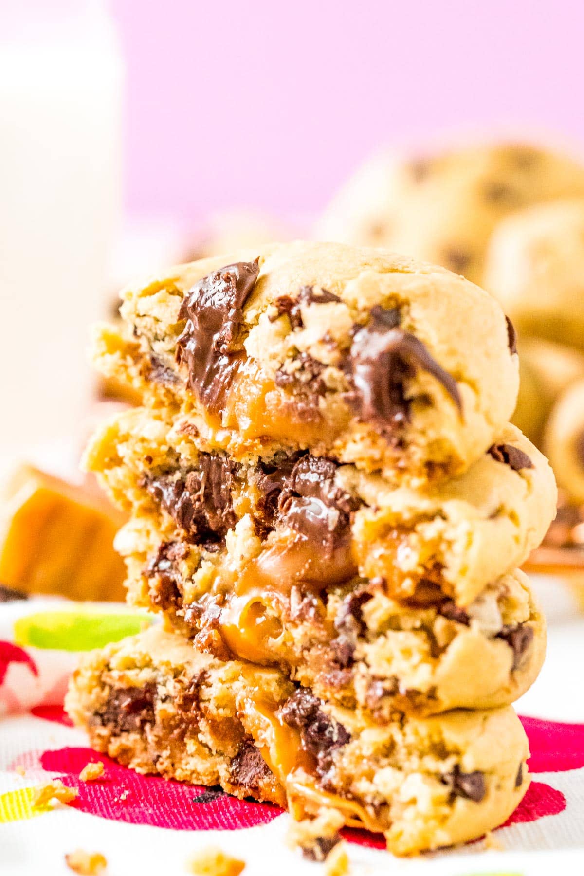 Caramel Stuffed Chocolate Chip Cookies