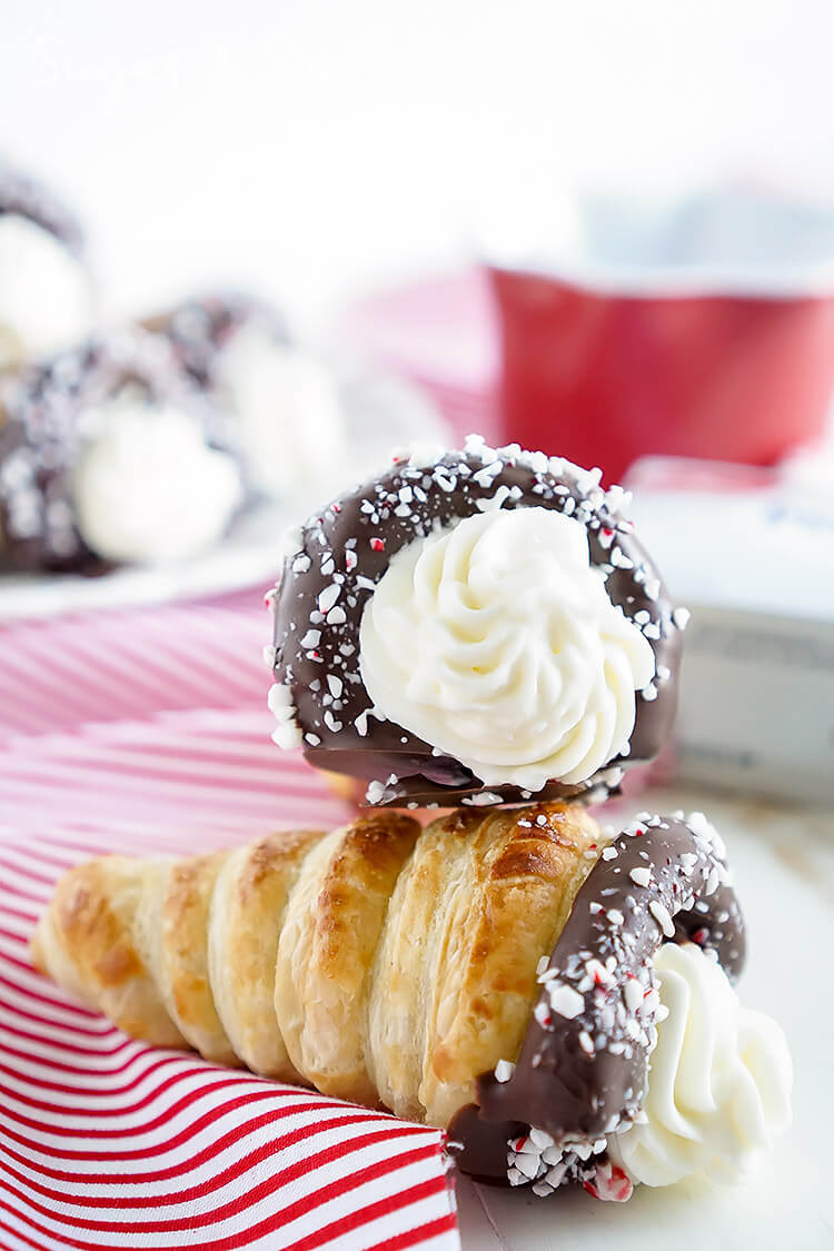 Chocolate Peppermint Cheesecake Cream Horns