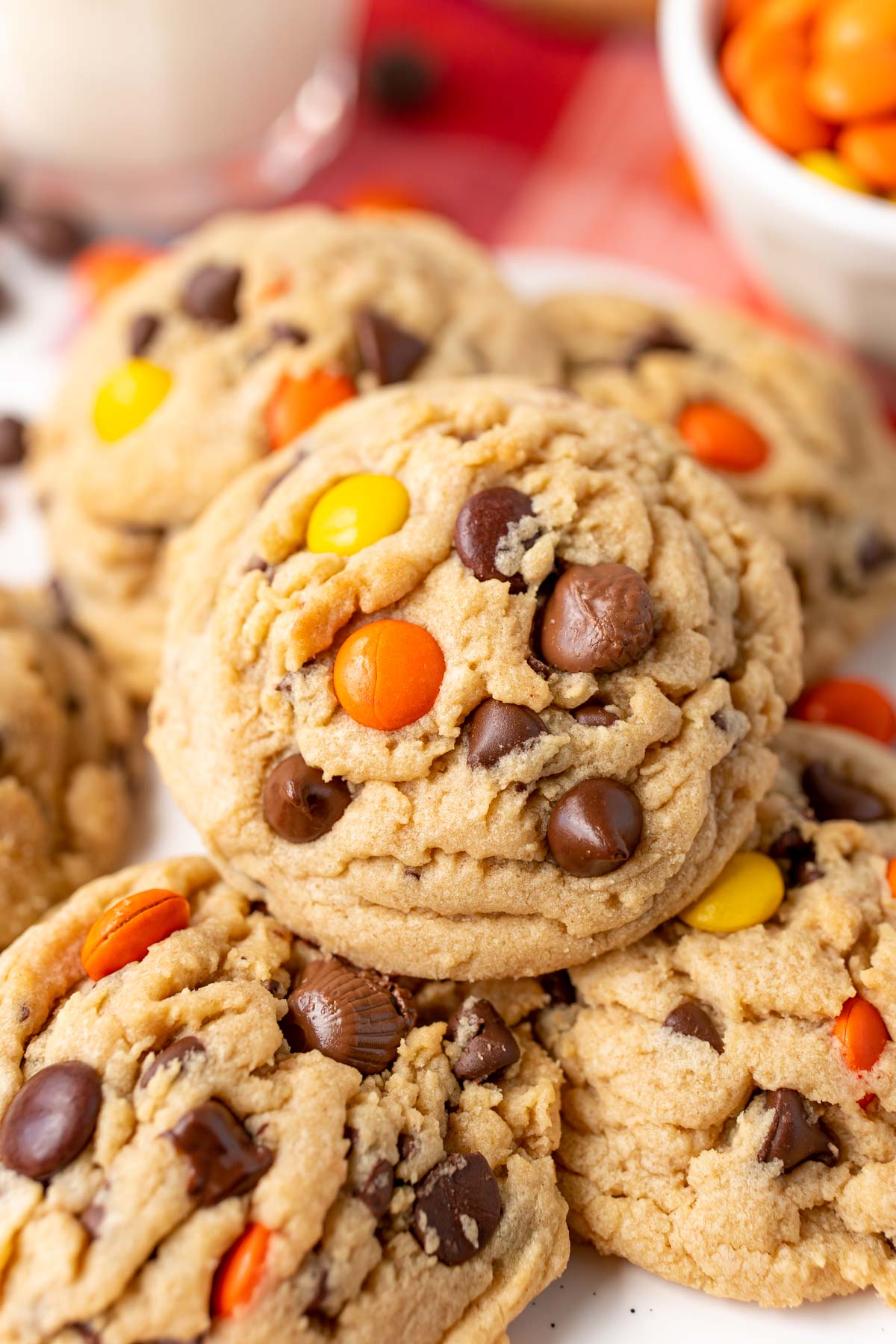Reese's Pieces Peanut Butter Chocolate Chip Cookies