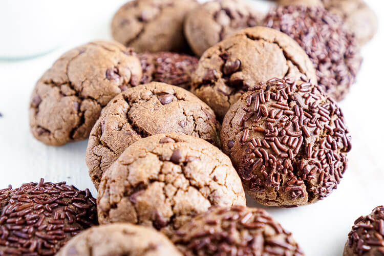 These Nutella Chip Cookies are simple, sweet, and loaded with mini chocolate chips. Nutella is blended right into the dough for a delicious flavor the whole family will love! No chill time and the first batch is read in less than 25 minutes!