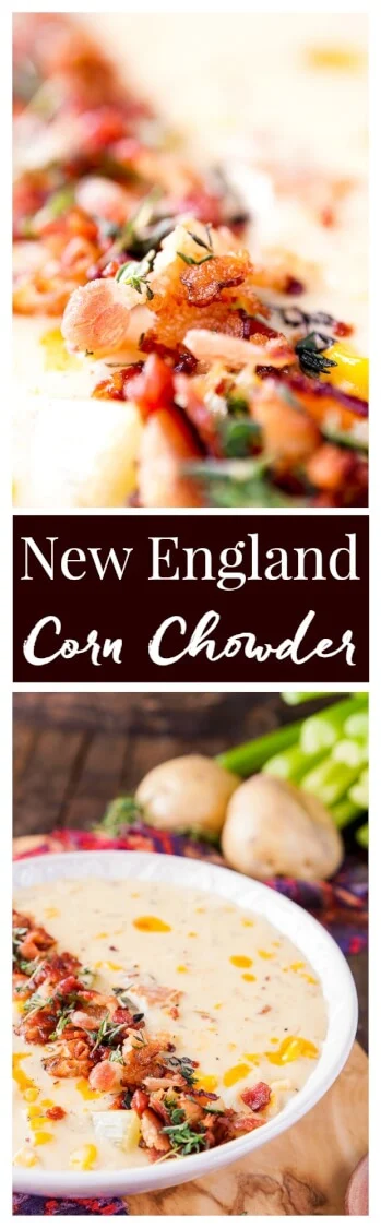 This New England Corn Chowder with Bacon recipe is a slightly spicy adaptation of the down-home classic and still creamy and delicious as ever!