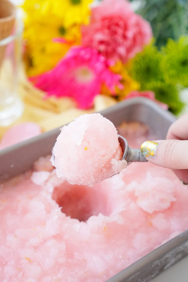 This Pink Lemonade Sorbet is a vibrant and fun no-churn summer treat. Just a little bit of hands-on work and let your freezer do the rest!