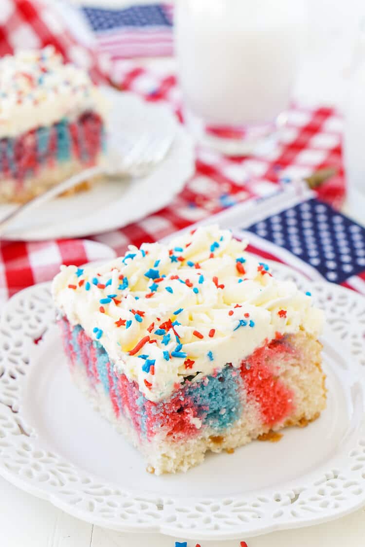 Red, White, and Blue Marble Sheet Cake