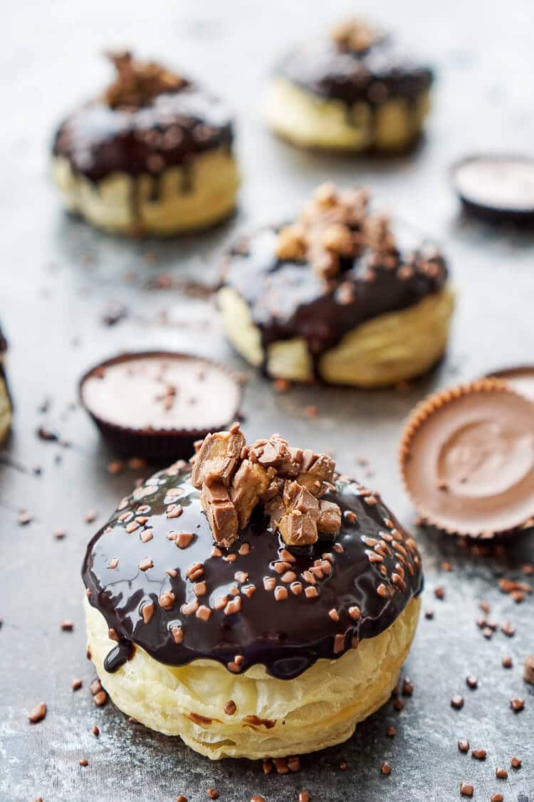 Reese's Stuffed Puff Pastry Donuts