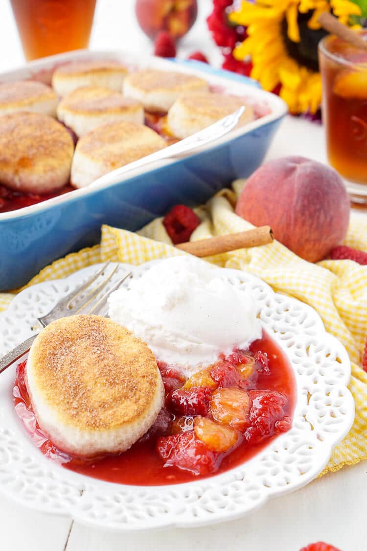 Raspberry & Peach Cobbler