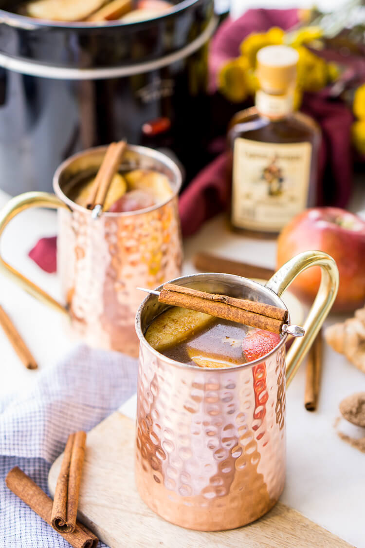 This Crock Pot Ginger Rum Apple Cider will make entertaining a breeze this holiday season! Keep the rum on the side for a boozy and non-alcoholic option!