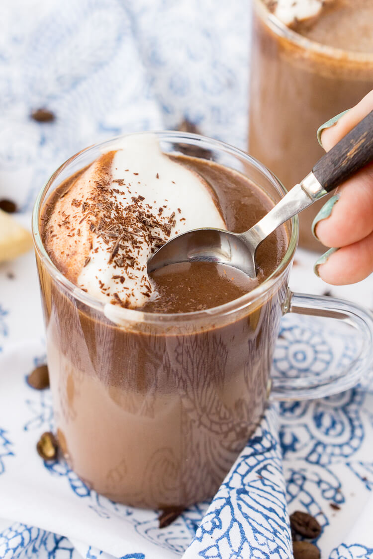 This Hot Chocolate Coffee is an indulgent blend of thick and creamy hot chocolate and bold hot dark roast coffee. The perfect brunch or dessert beverage for the holidays!