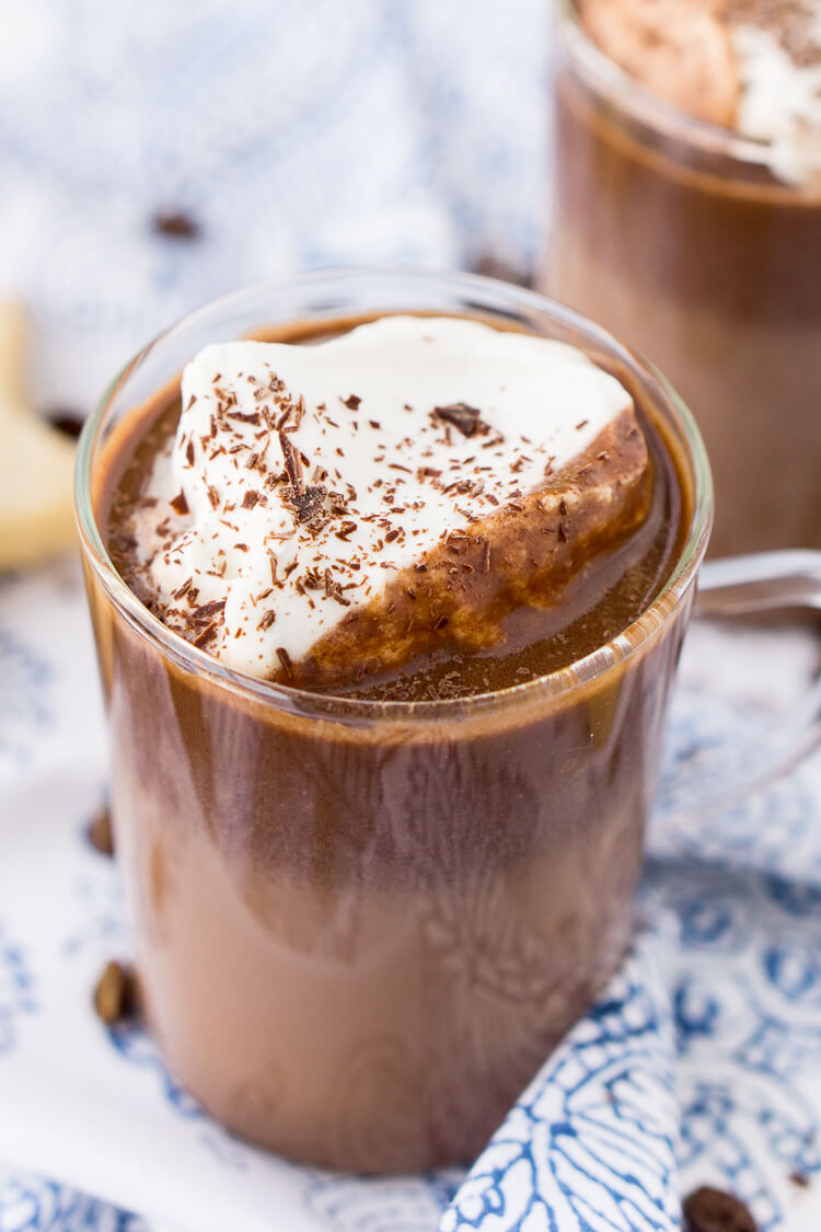 This Hot Chocolate Coffee is an indulgent blend of thick and creamy hot chocolate and bold hot dark roast coffee. The perfect brunch or dessert beverage for the holidays!