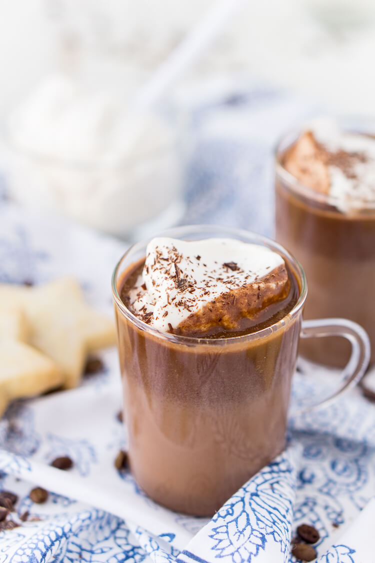 This Hot Chocolate Coffee is an indulgent blend of thick and creamy hot chocolate and bold hot dark roast coffee. The perfect brunch or dessert beverage for the holidays!