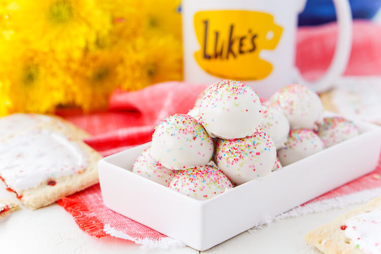 These Gilmore Girls Pop Tart Truffles are something Lorelei would definitely have whipped up for one of Rory's Bake Sales, and you should whip them up for your A Year In The Life Revival party!