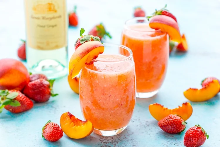 Strawberry Peach White Wine Slushies
