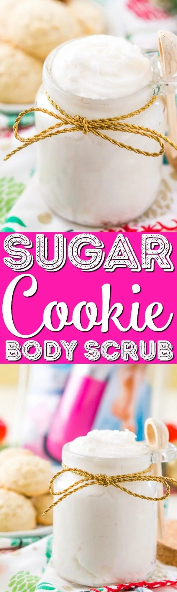 This Sugar Cookie Body Scrub is made with sugar, coconut oil, and fragrance oil. You'll love how easily this 3-ingredient DIY gift comes together!