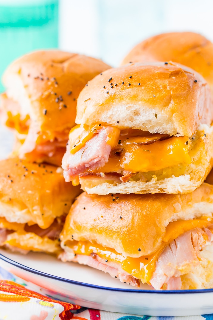 Ham and Cheddar Sliders on Hawaiian Rolls