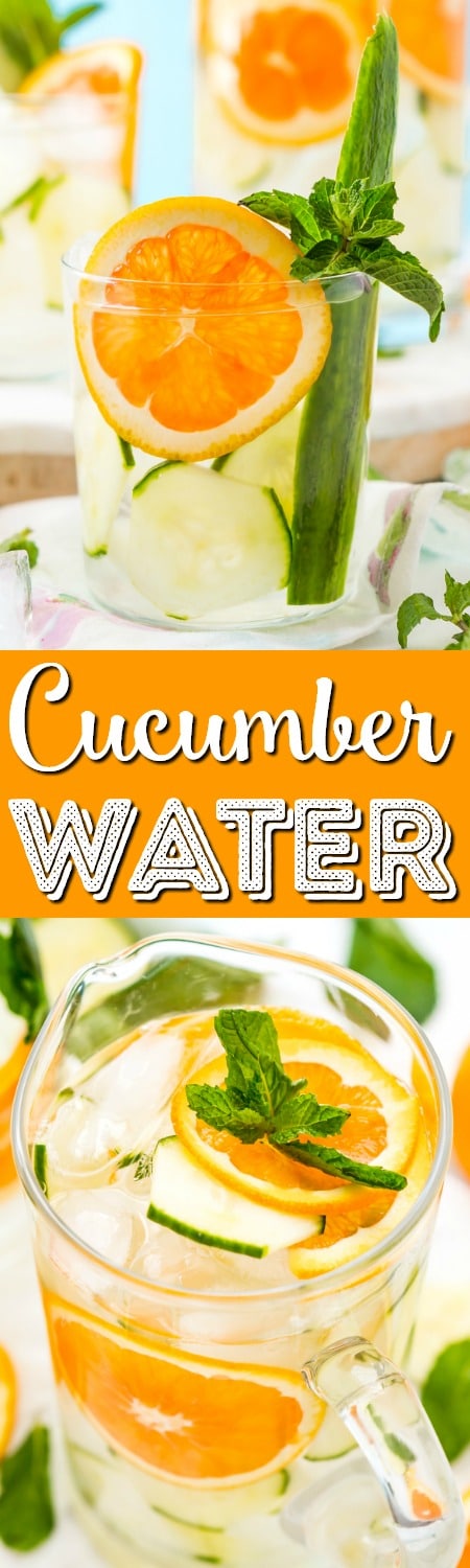 This Cucumber Water is perfect for those who love infused waters. This spa water is laced with the natural flavors of zesty oranges, cool mint, and calming cucumbers.