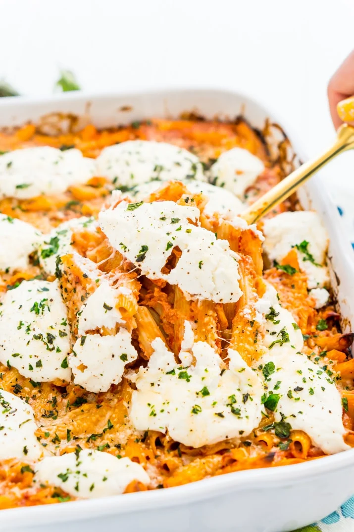 One Pan Tomato Ricotta Pasta Bake