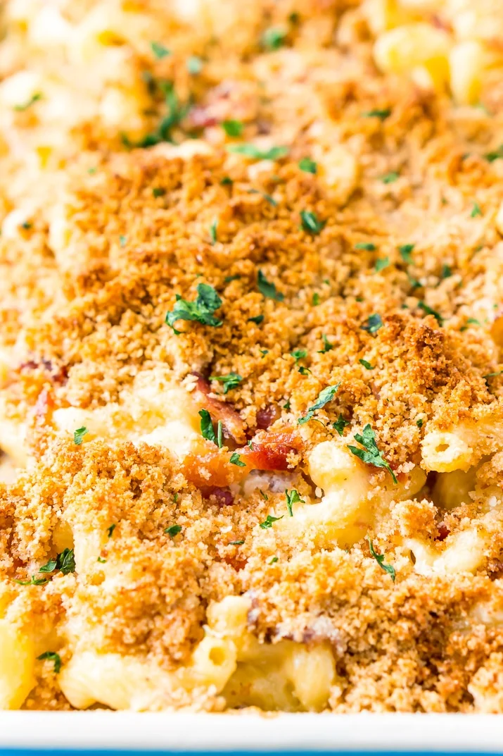 This Three Cheese Bacon Mac and Cheese is loaded up with crispy baked bacon and three different kinds of cheese, it's to die for!