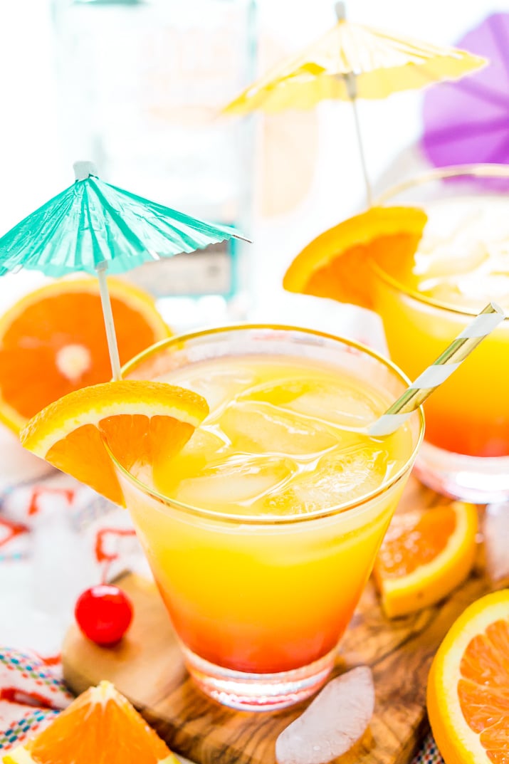 The Tequila Sunrise is an easy, classic cocktail made with zesty orange juice, refreshing tequila, and sweet grenadine. Perfect for hot summer nights and get-togethers!