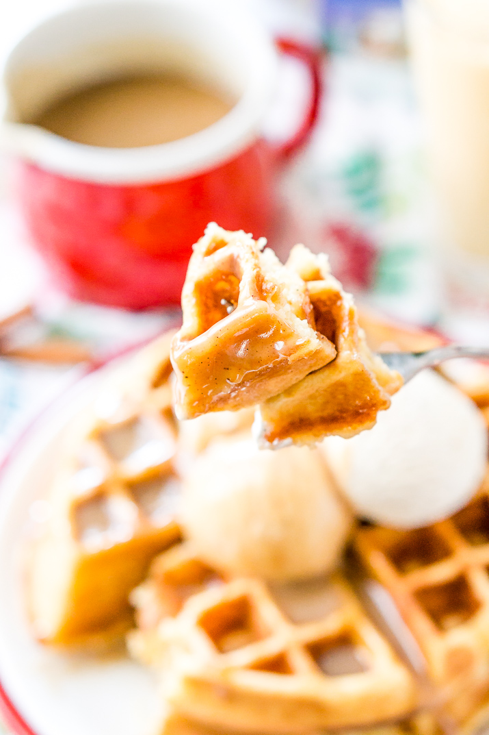 Spiced Vanilla Syrup is a rich and creamy syrup with a blend of cinnamon, allspice, and nutmeg that make this a delicious addition to the brunch table that's perfect for smothering pancakes, waffles, and more!