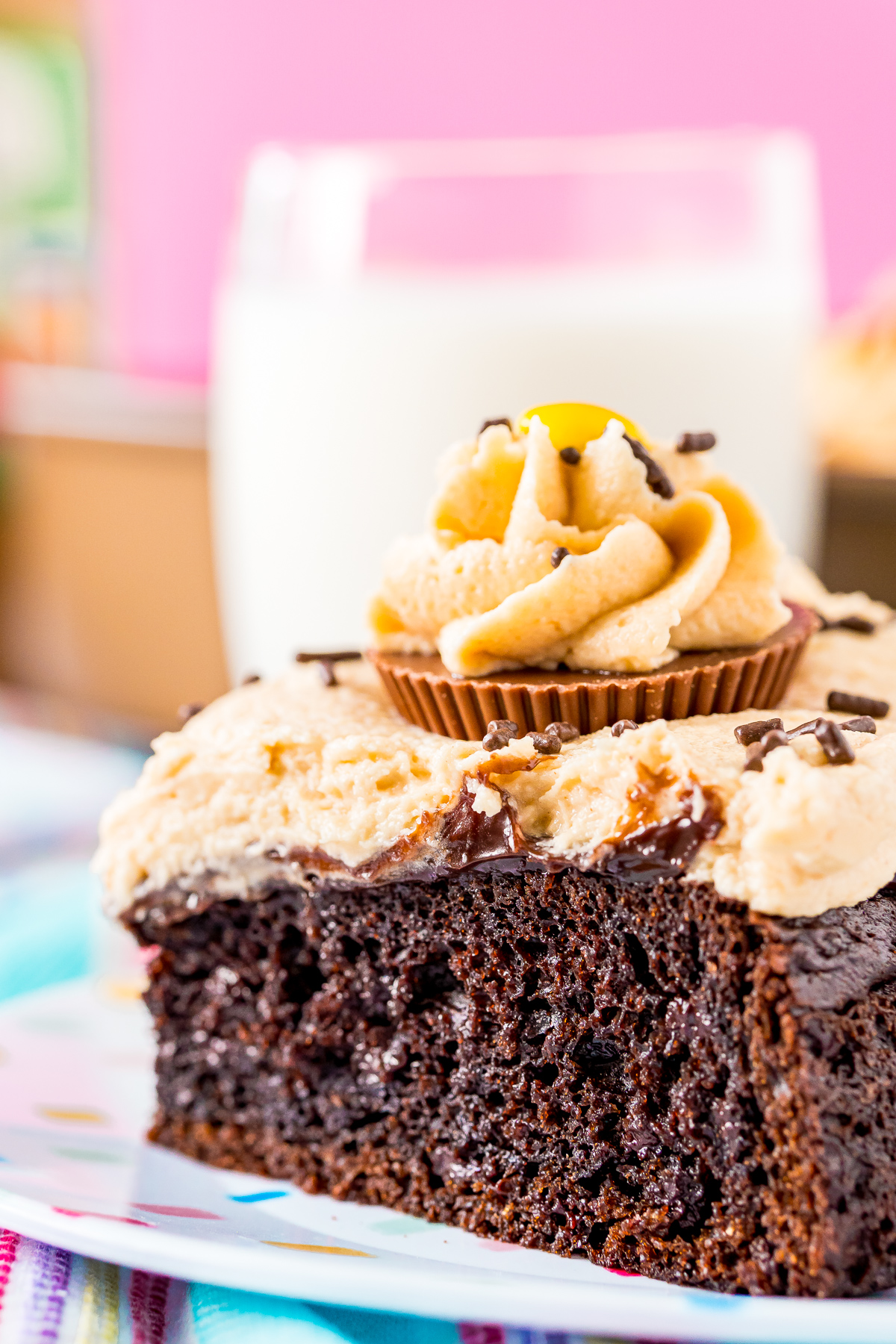 Chocolate Peanut Butter Poke Cake