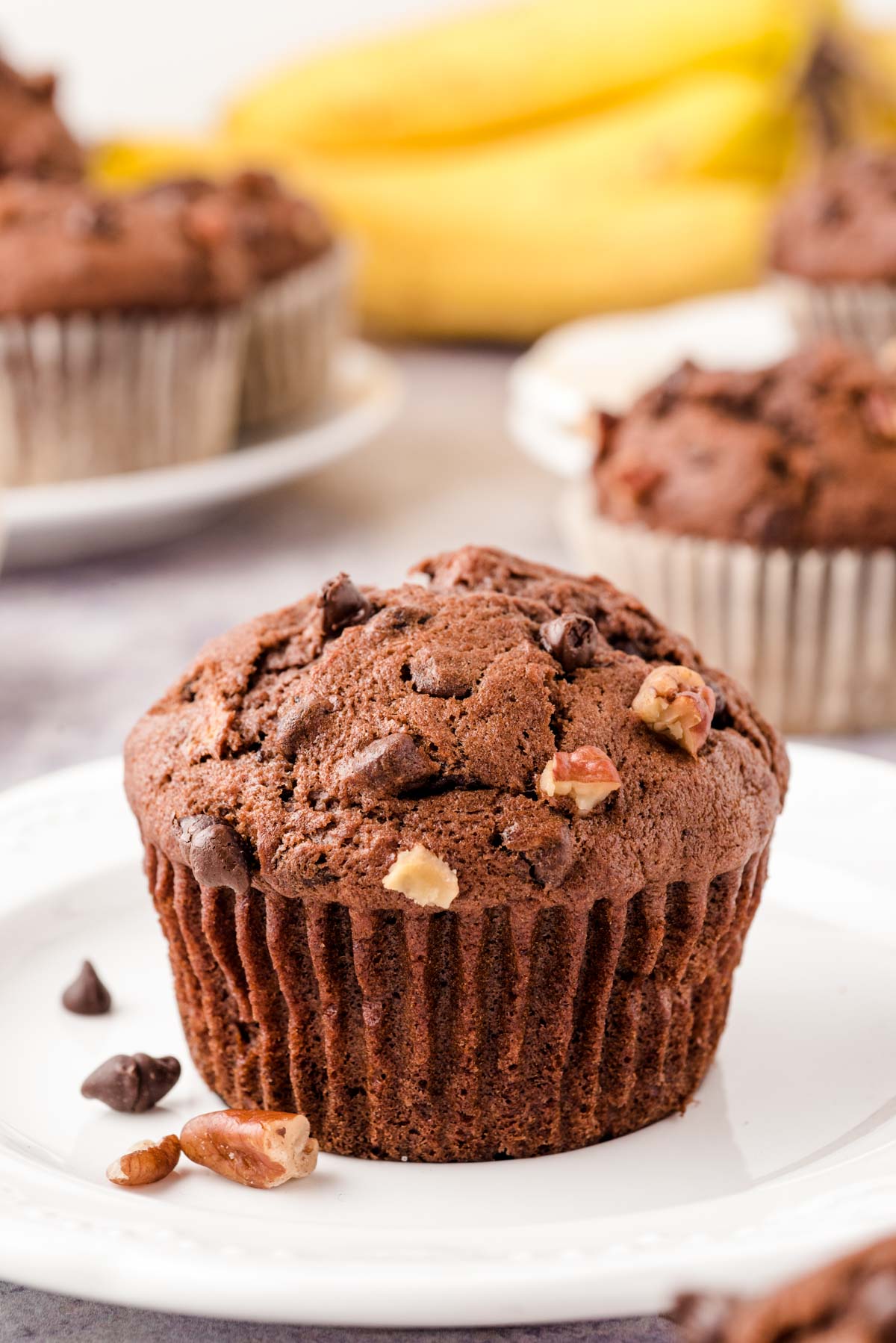 Chocolate Banana Chocolate Chip Muffins