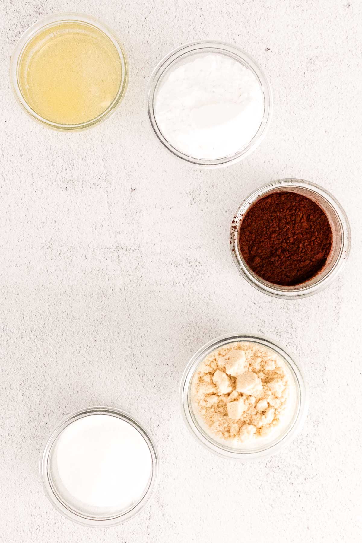 Overhead photo of ingredients to make chocolate macarons.