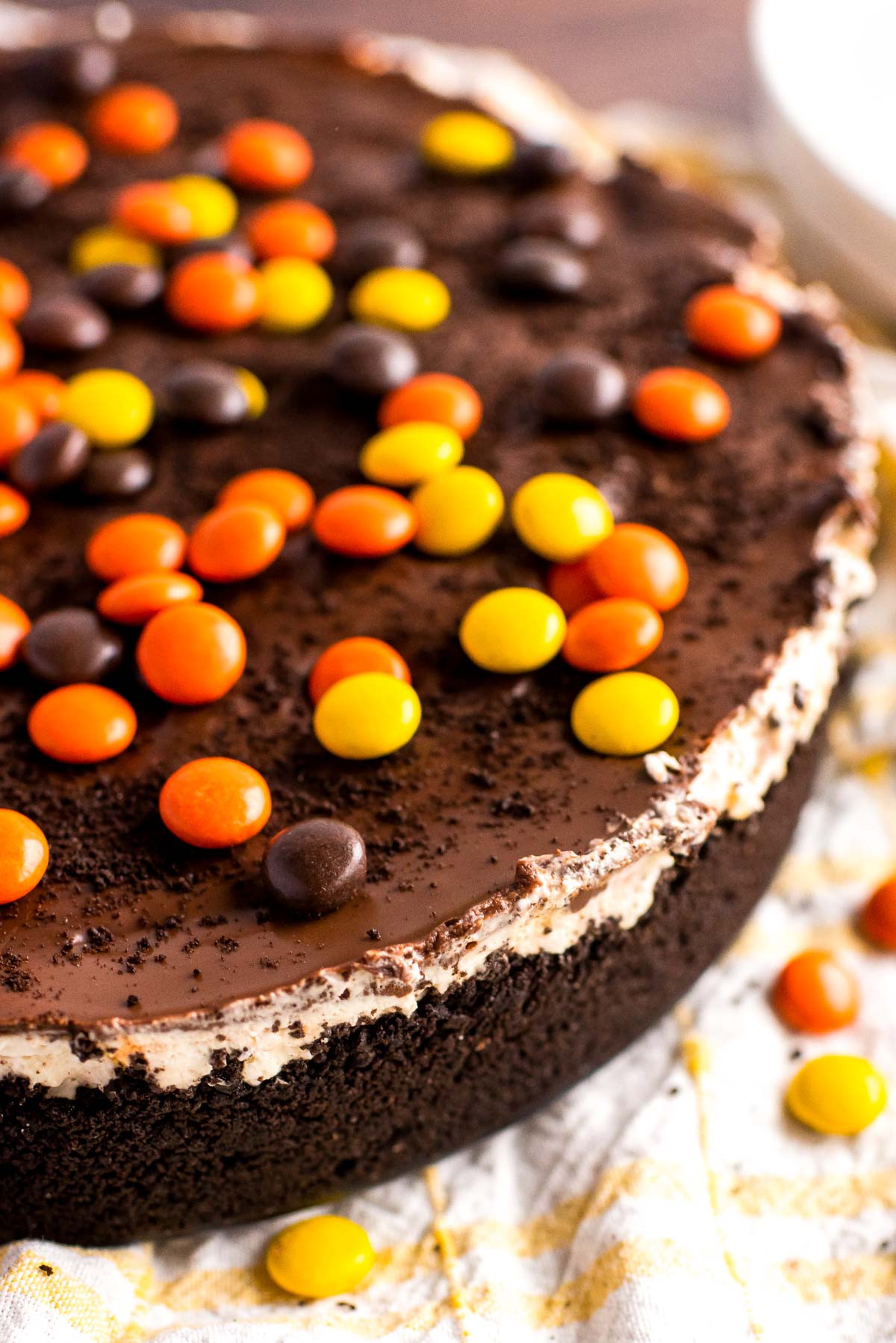Reese’s Pieces Peanut Butter No-Bake Cheesecake