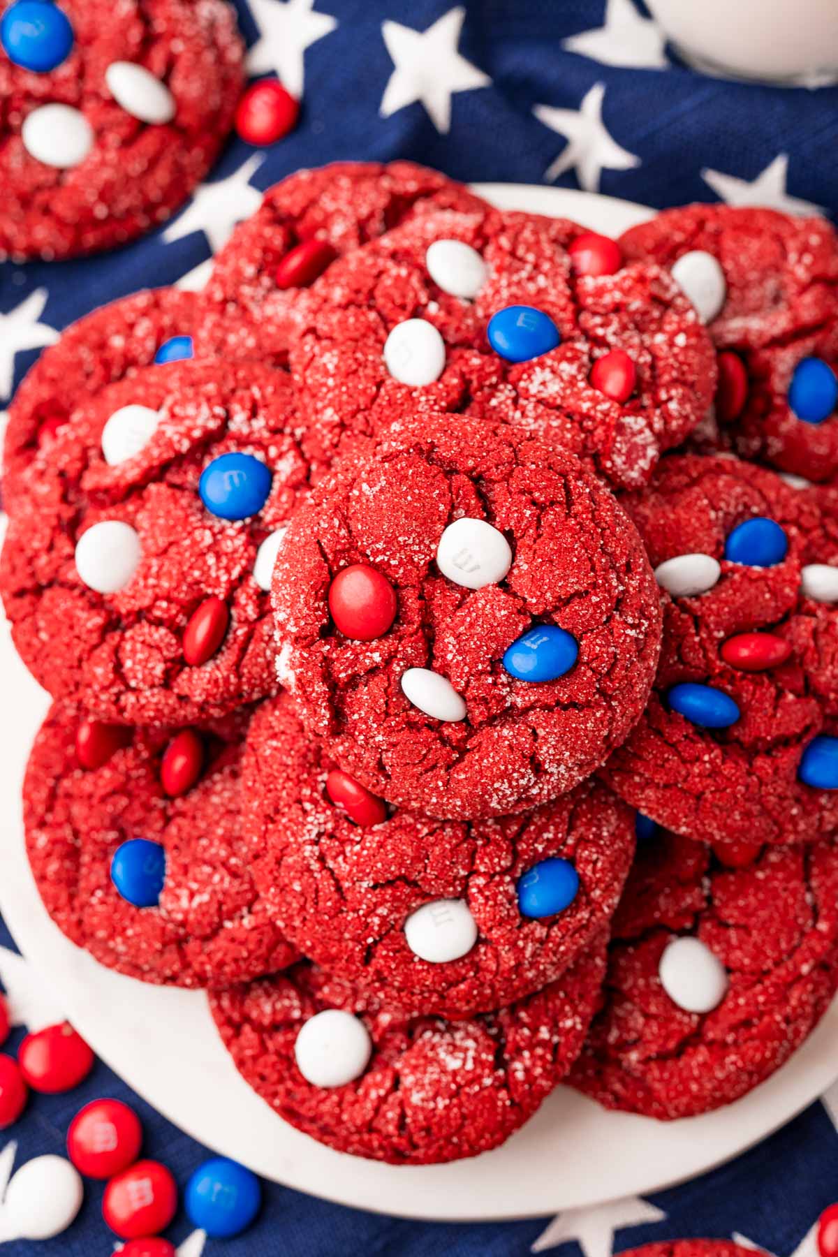 4th of July Red Velvet Cake Mix Cookies