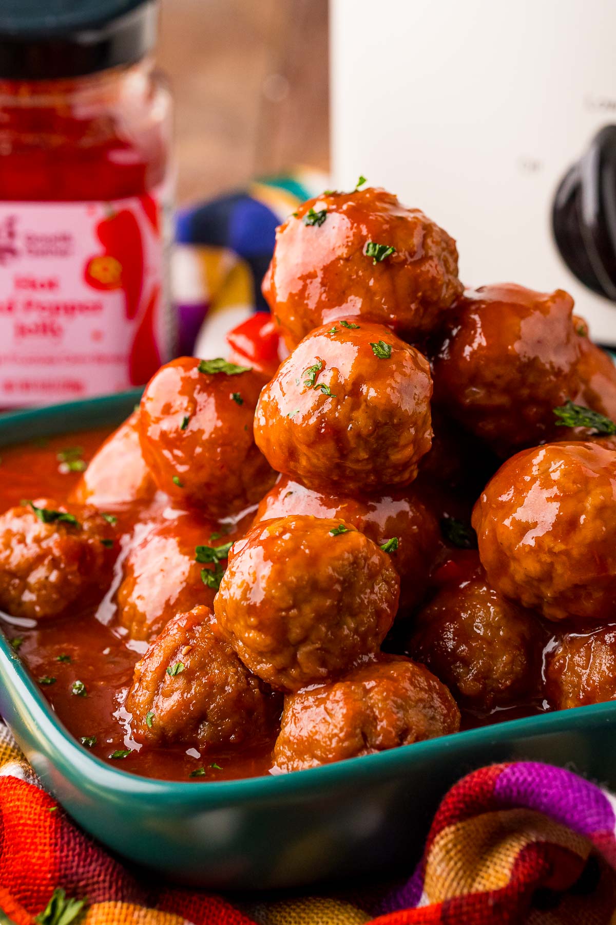 Raspberry Red Pepper Jelly Meatballs