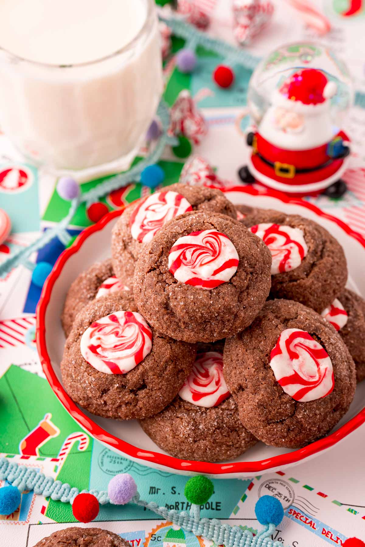 Chocolate Peppermint Thumbprint Cookies