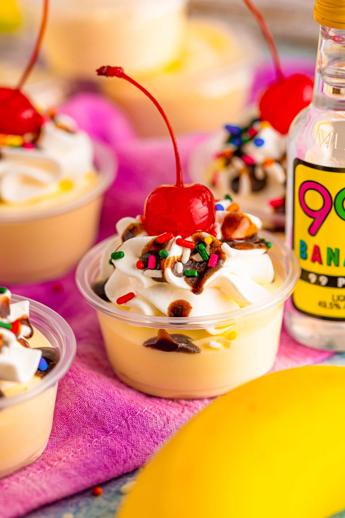 Banana Split Pudding Shots