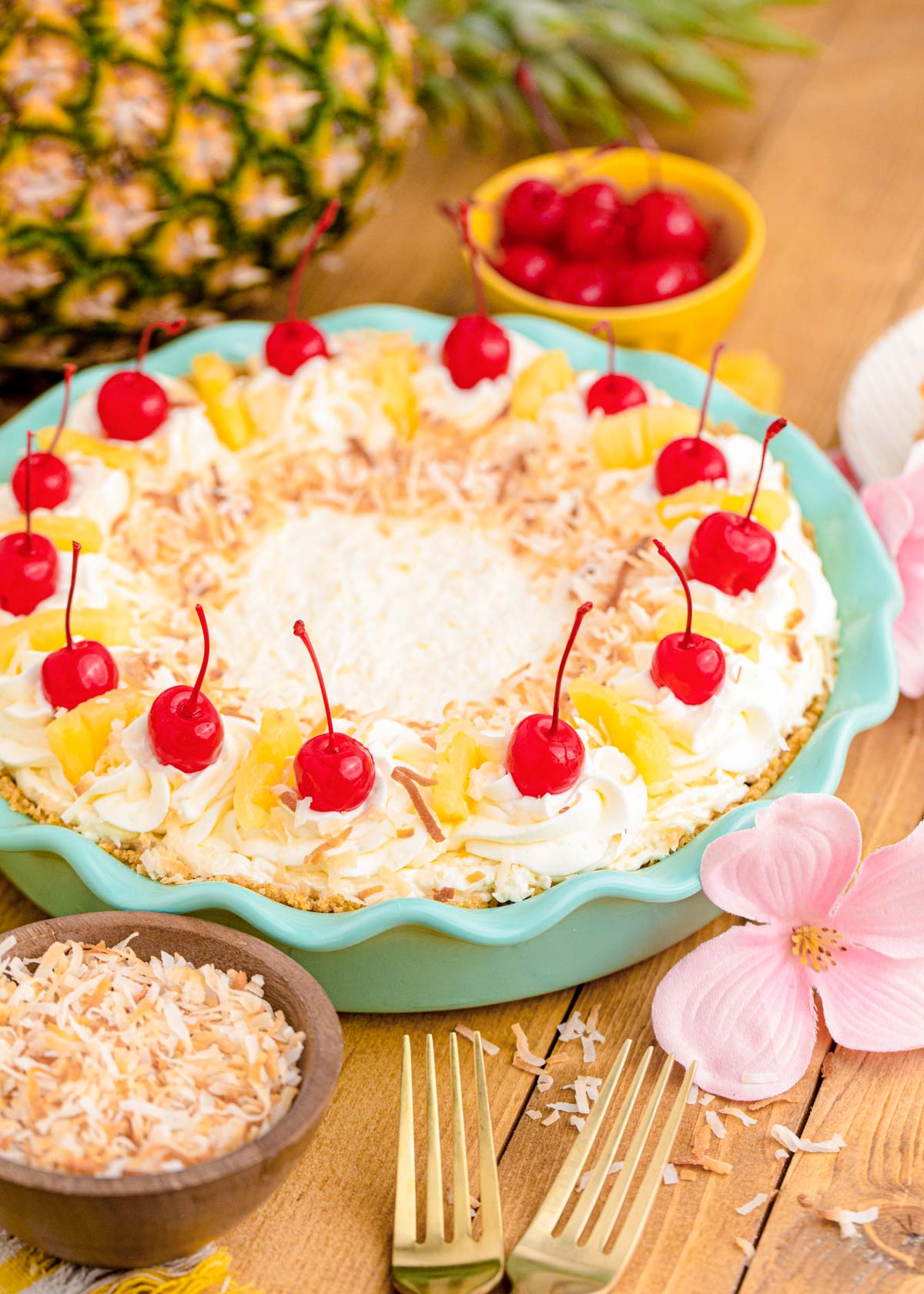 No Bake Pina Colada Pie