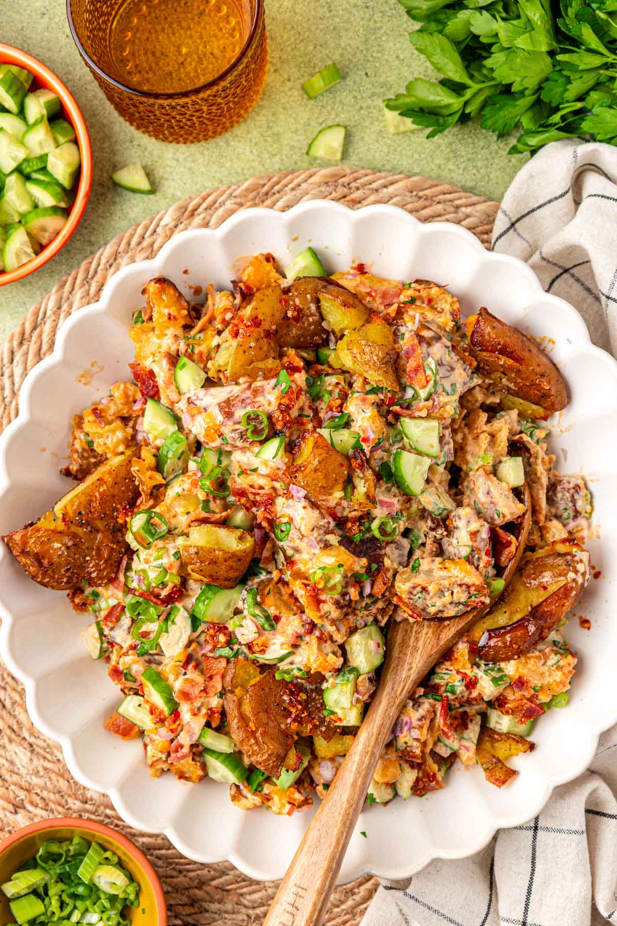 Chili Crisp Smashed Potato Salad